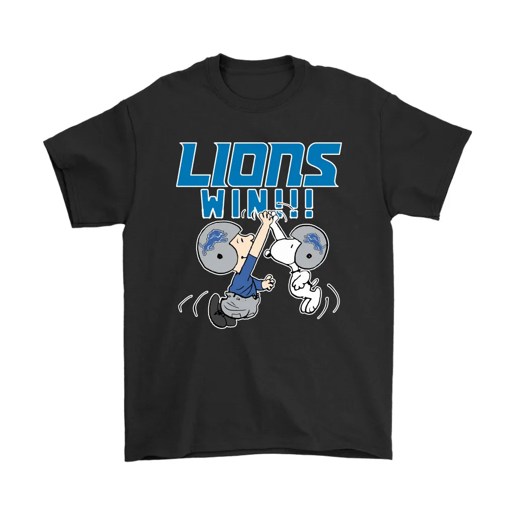 Charlie Snoopy High Five Detroit Lions Win Nfl Men Women T-shirt, Hoodie, Sweatshirt