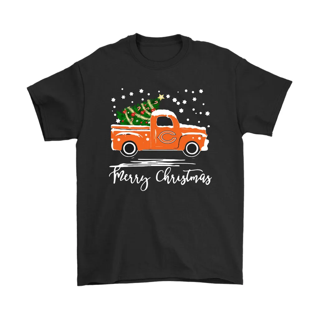 Chicago Bears Car With Christmas Tree Merry Christmas Men Women T-shirt, Hoodie, Sweatshirt