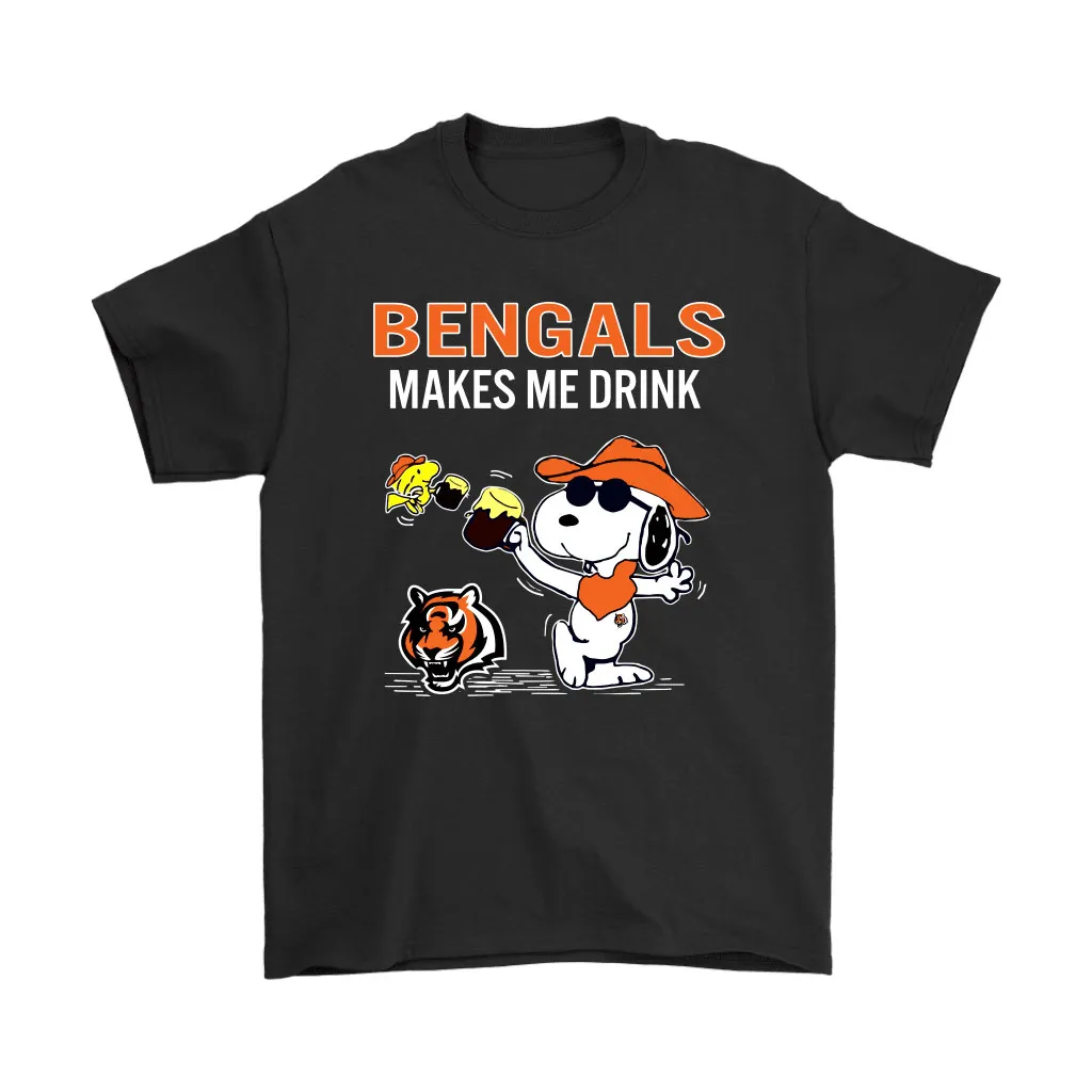 Cincinnati Bengals Makes Me Drink Snoopy And Woodstock Men Women T-shirt, Hoodie, Sweatshirt