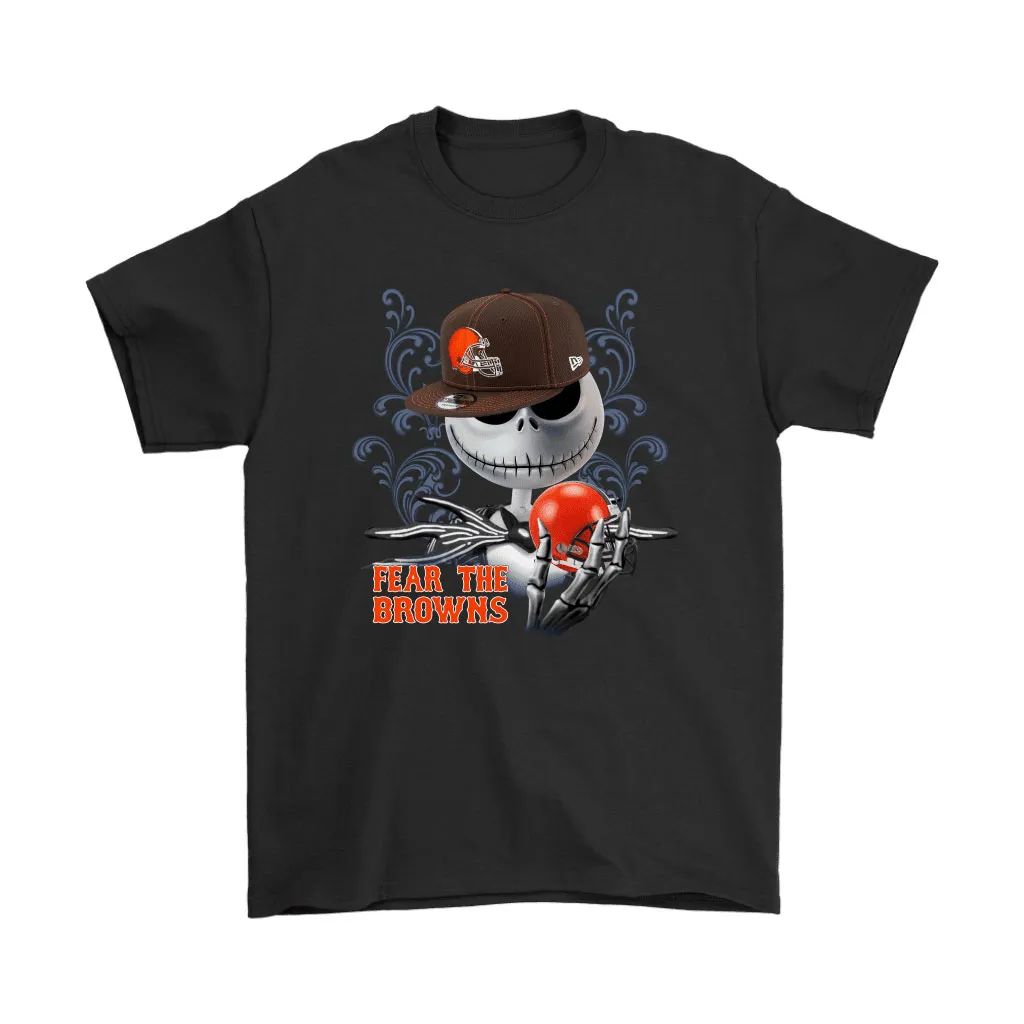 Fear The Cleveland Browns Jack Skellington Nfl Halloween Men Women T-shirt, Hoodie, Sweatshirt