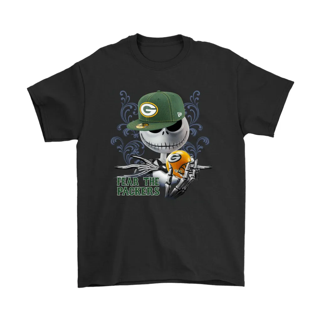 Fear The Green Bay Packers Jack Skellington Nfl Halloween Men Women T-shirt, Hoodie, Sweatshirt