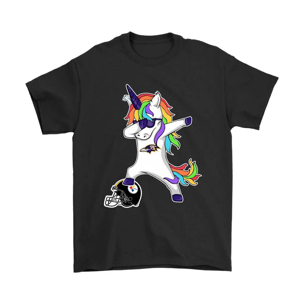 Football Dabbing Unicorn Steps On Helmet Baltimore Ravens Men Women T-shirt, Hoodie, Sweatshirt