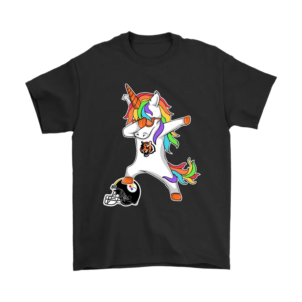 Football Dabbing Unicorn Steps On Helmet Cincinnati Bengals Men Women T-shirt, Hoodie, Sweatshirt