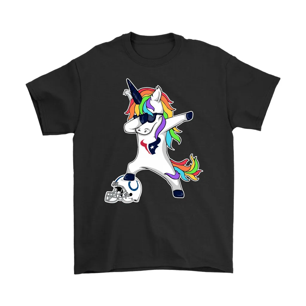 Football Dabbing Unicorn Steps On Helmet Houston Texans Men Women T-shirt, Hoodie, Sweatshirt