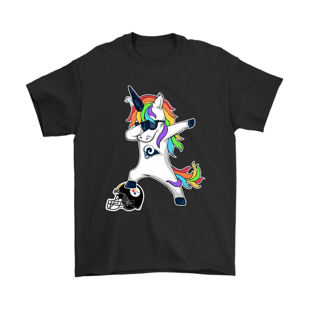 Football Dabbing Unicorn Steps On Helmet Los Angeles Rams Men Women T-shirt, Hoodie, Sweatshirt