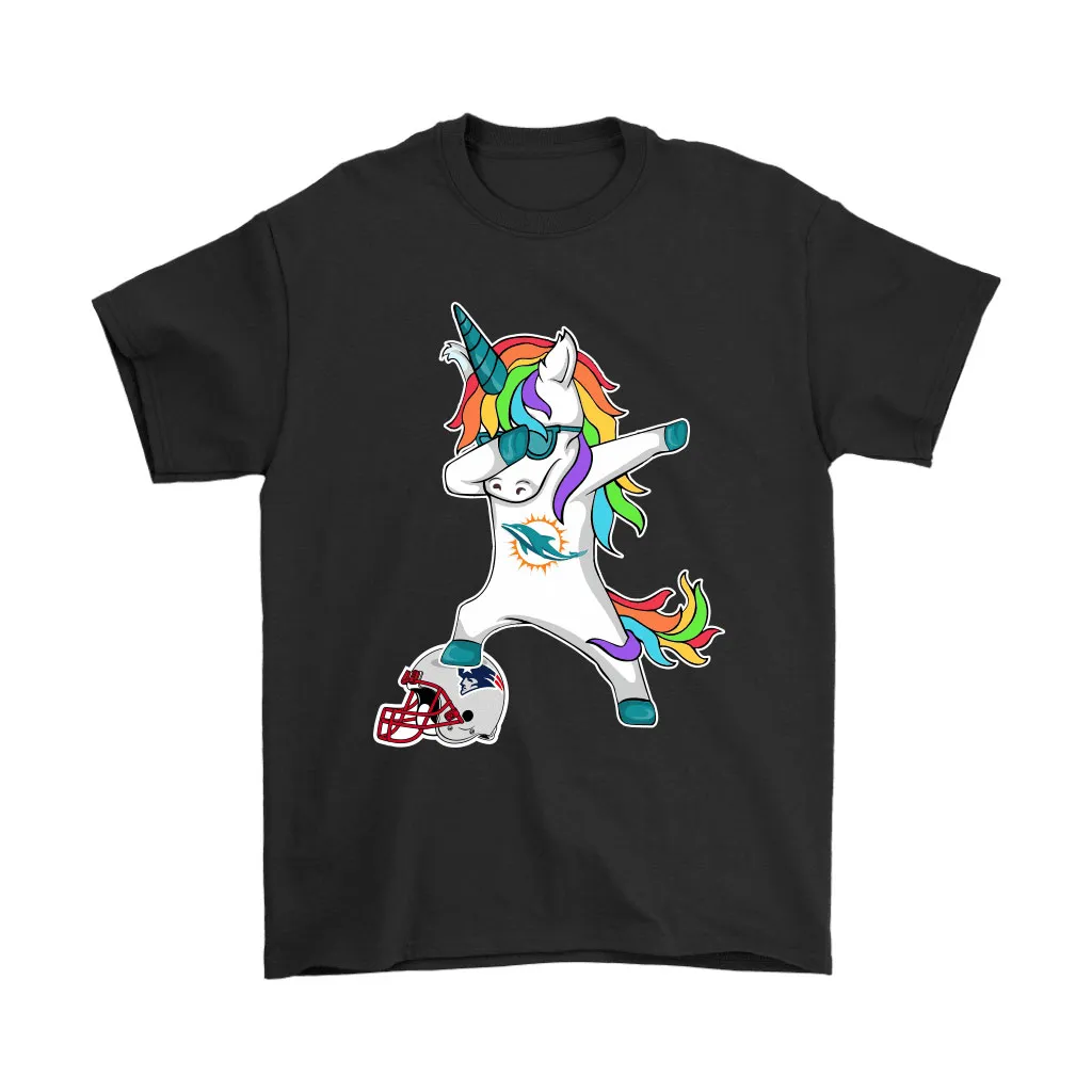 Football Dabbing Unicorn Steps On Helmet Miami Dolphins Men Women T-shirt, Hoodie, Sweatshirt