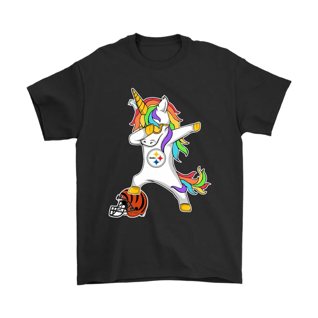 Football Dabbing Unicorn Steps On Helmet Pittsburgh Steelers Men Women T-shirt, Hoodie, Sweatshirt