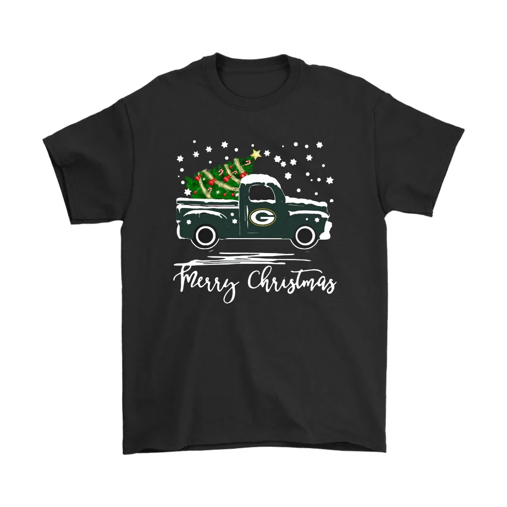 Green Bay Packers Car With Christmas Tree Merry Christmas Men Women T-shirt, Hoodie, Sweatshirt