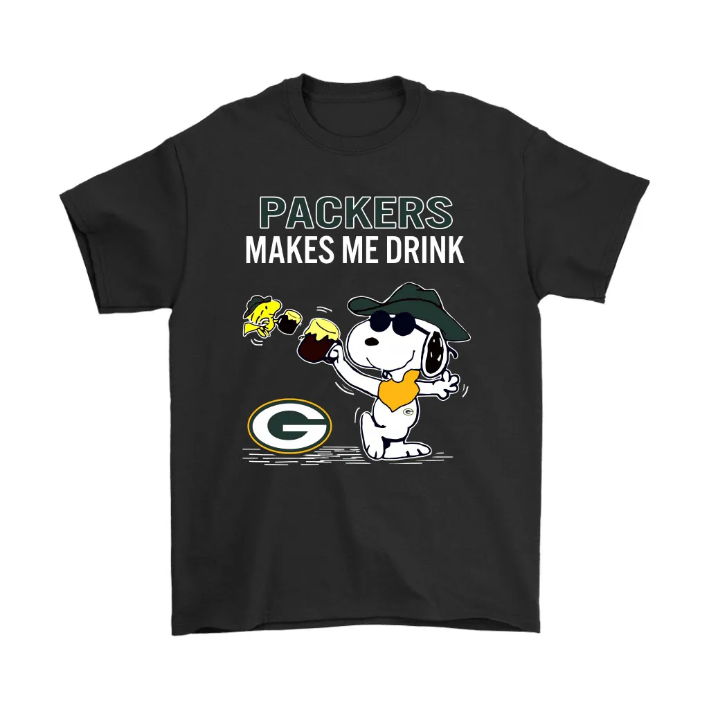 Green Bay Packers Makes Me Drink Snoopy And Woodstock Men Women T-shirt, Hoodie, Sweatshirt