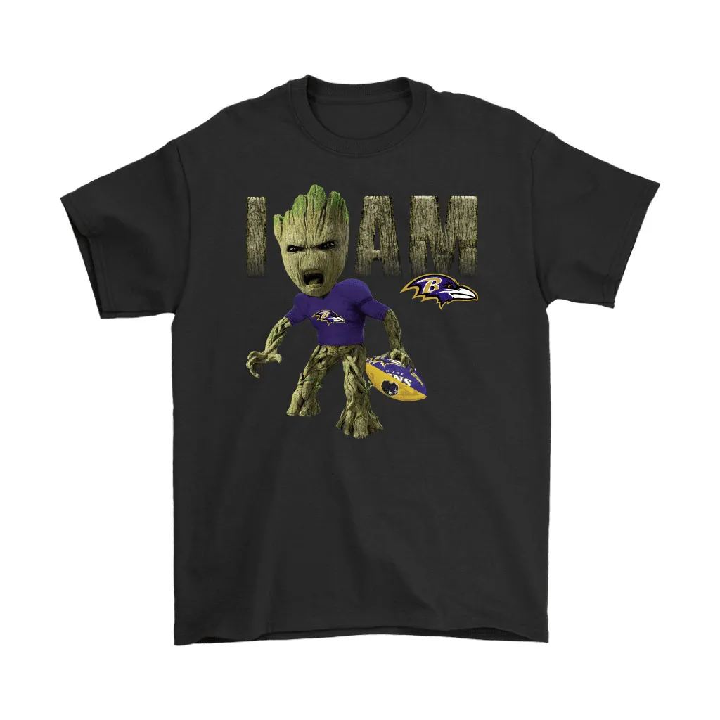 Groot I Am Baltimore Ravens Nfl Football Men Women T-shirt, Hoodie, Sweatshirt