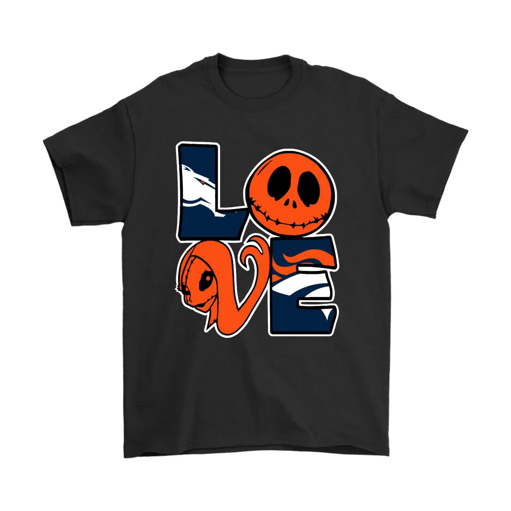 Halloween Jack And Sally Love The Denver Broncos Nfl Men Women T-shirt, Hoodie, Sweatshirt