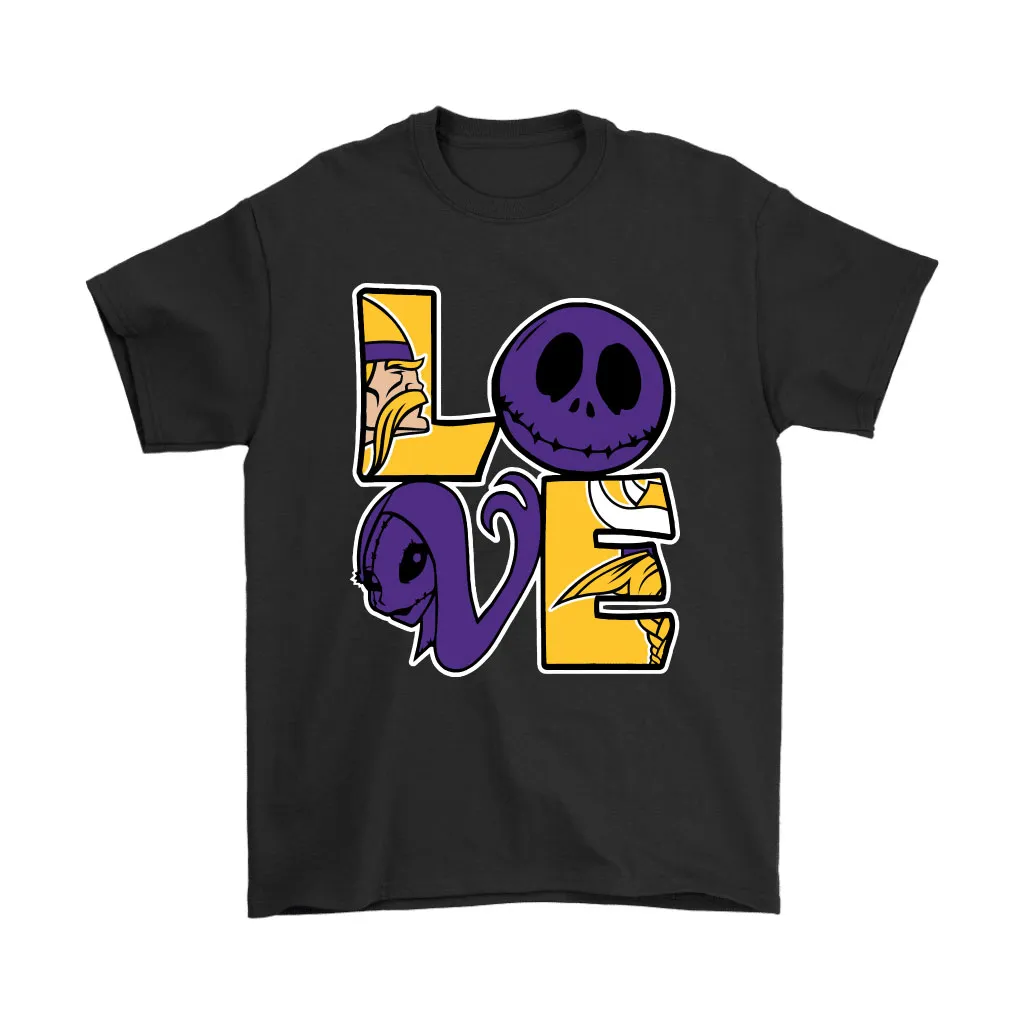 Halloween Jack And Sally Love The Minnesota Vikings Nfl Men Women T-shirt, Hoodie, Sweatshirt