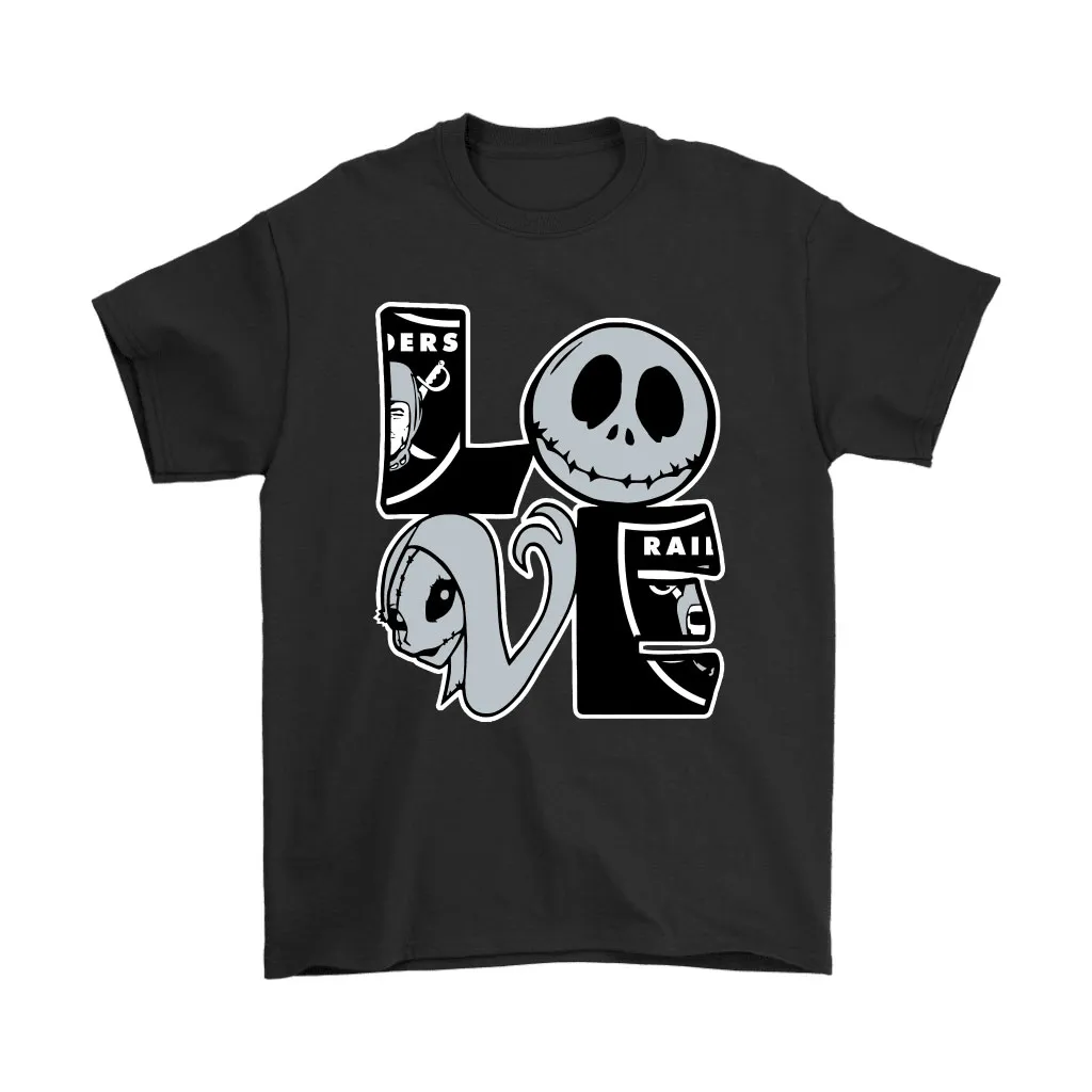 Halloween Jack And Sally Love The Oakland Raiders Nfl Men Women T-shirt, Hoodie, Sweatshirt