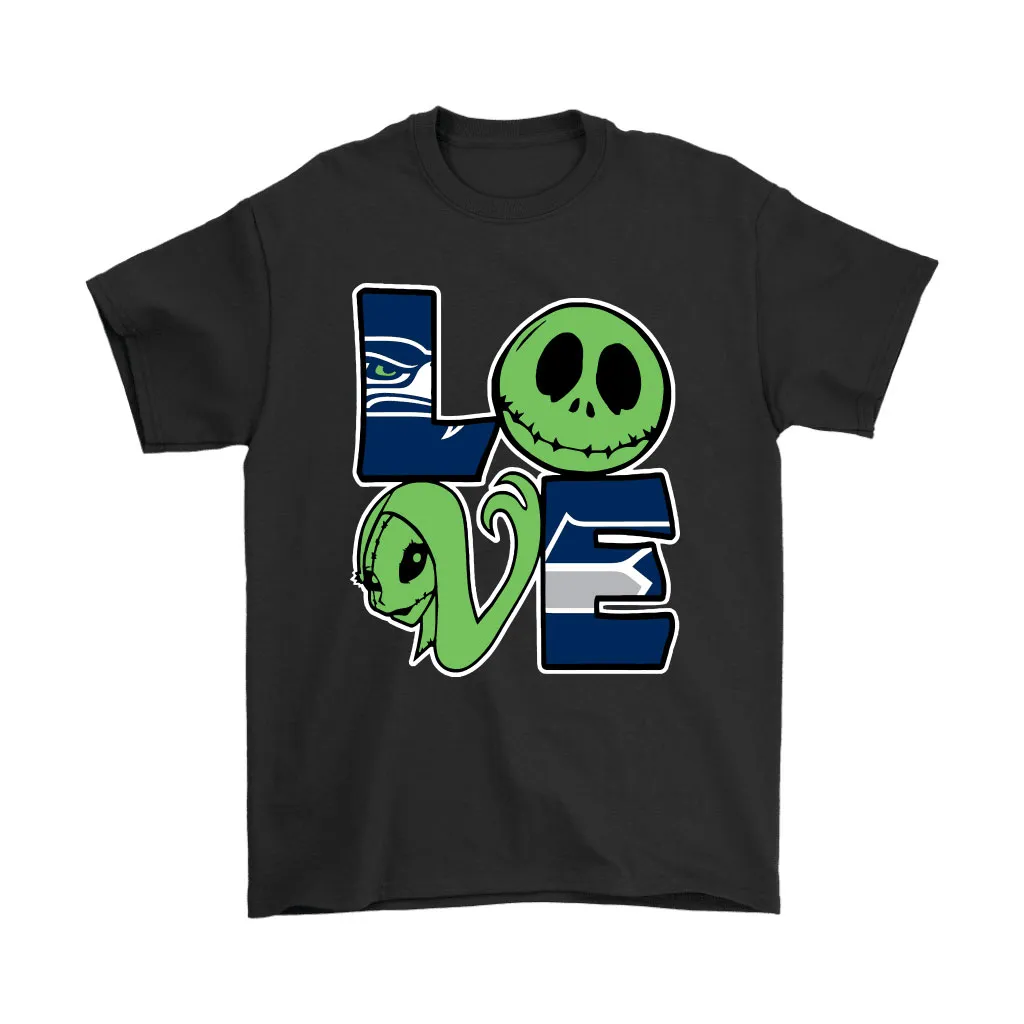 Halloween Jack And Sally Love The Seattle Seahawks Nfl Men Women T-shirt, Hoodie, Sweatshirt