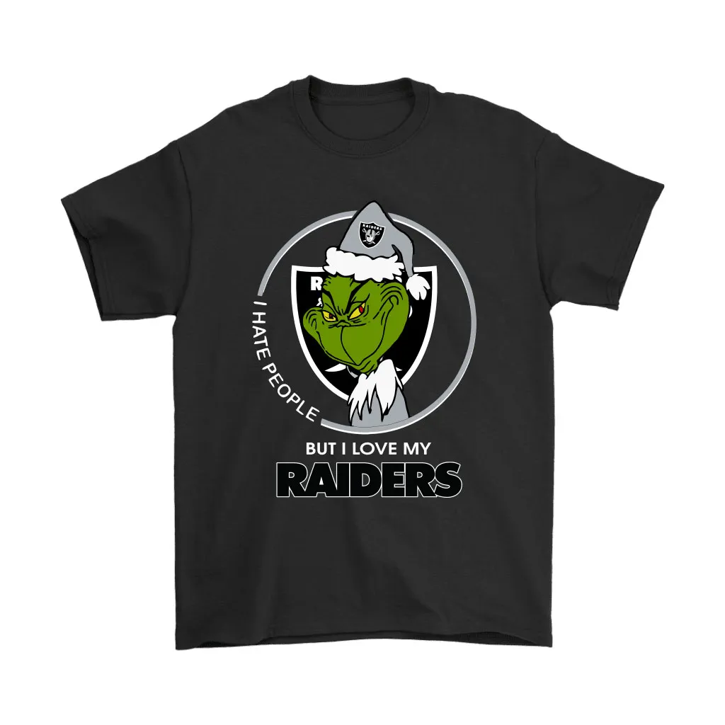 I Hate People But I Love My Oakland Raiders Grinch Nfl Men Women T-shirt, Hoodie, Sweatshirt