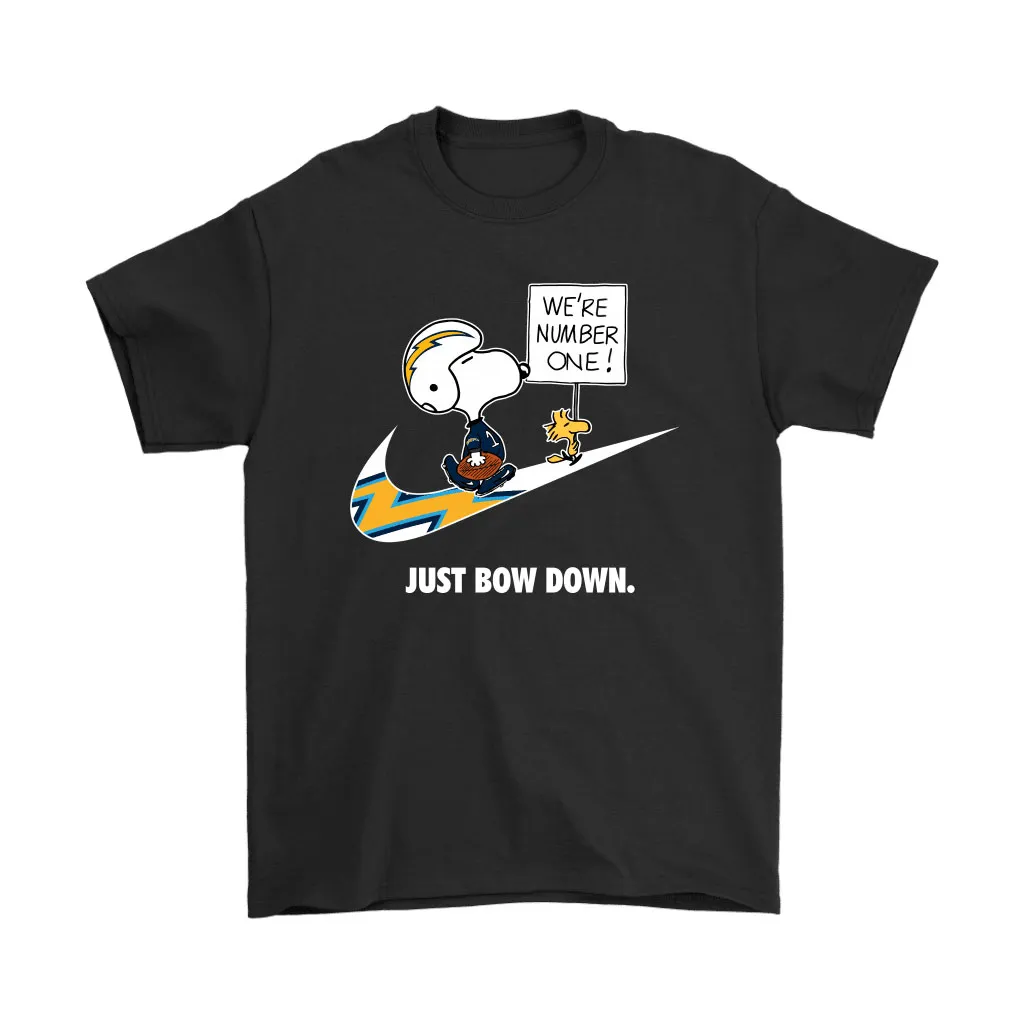 Los Angeles Chargers Are Number One  Just Bow Down Snoopy Men Women T-shirt, Hoodie, Sweatshirt