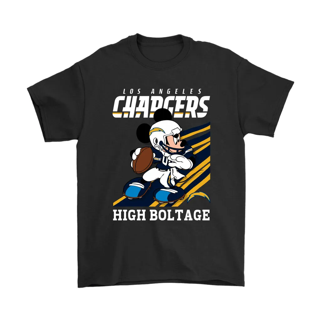 Los Angeles Chargers Slogan High Boltage Mickey Mouse Nfl Men Women T-shirt, Hoodie, Sweatshirt