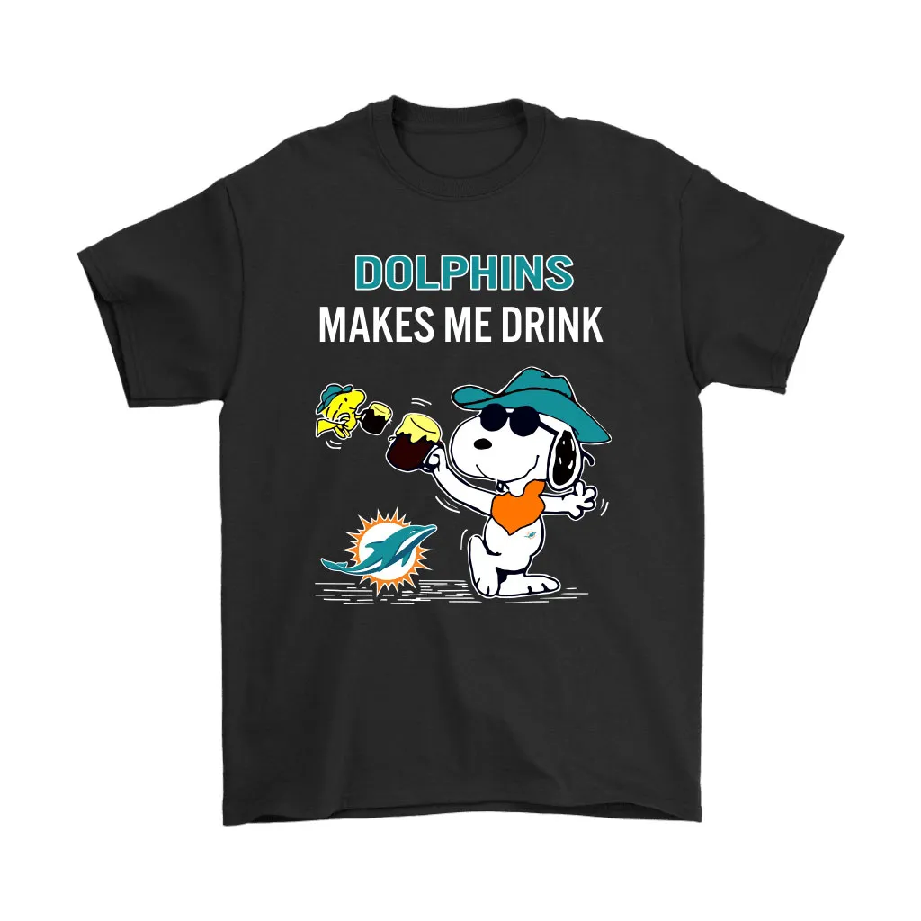 Miami Dolphins Makes Me Drink Snoopy And Woodstock Men Women T-shirt, Hoodie, Sweatshirt