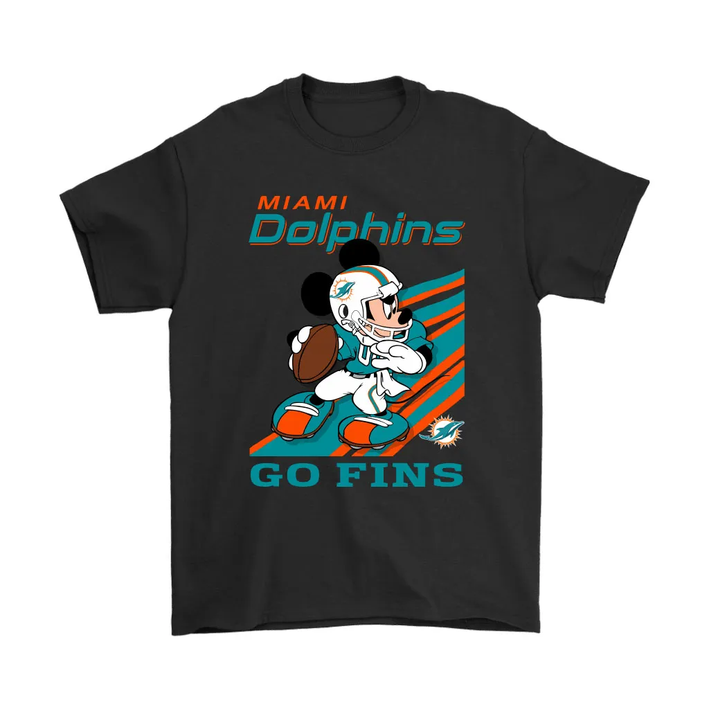 Miami Dolphins Slogan Go Fins Mickey Mouse Nfl Men Women T-shirt, Hoodie, Sweatshirt