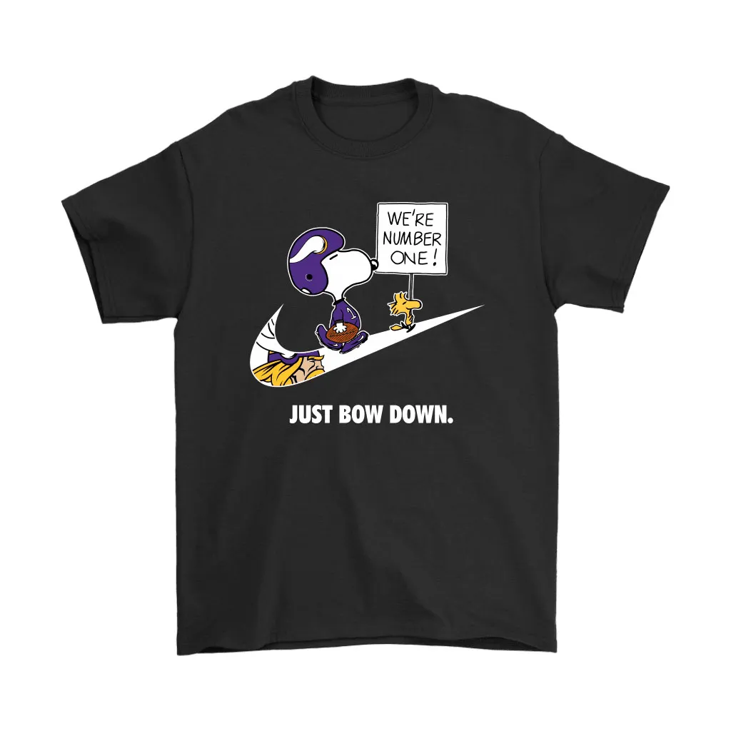 Minnesota Vikings Are Number One  Just Bow Down Snoopy Men Women T-shirt, Hoodie, Sweatshirt