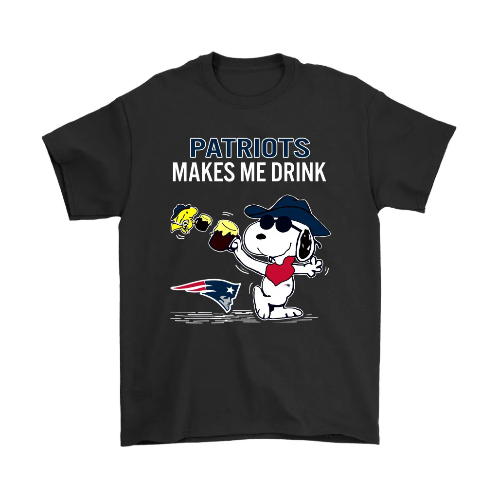 New England Patriots Makes Me Drink Snoopy And Woodstock Men Women T-shirt, Hoodie, Sweatshirt