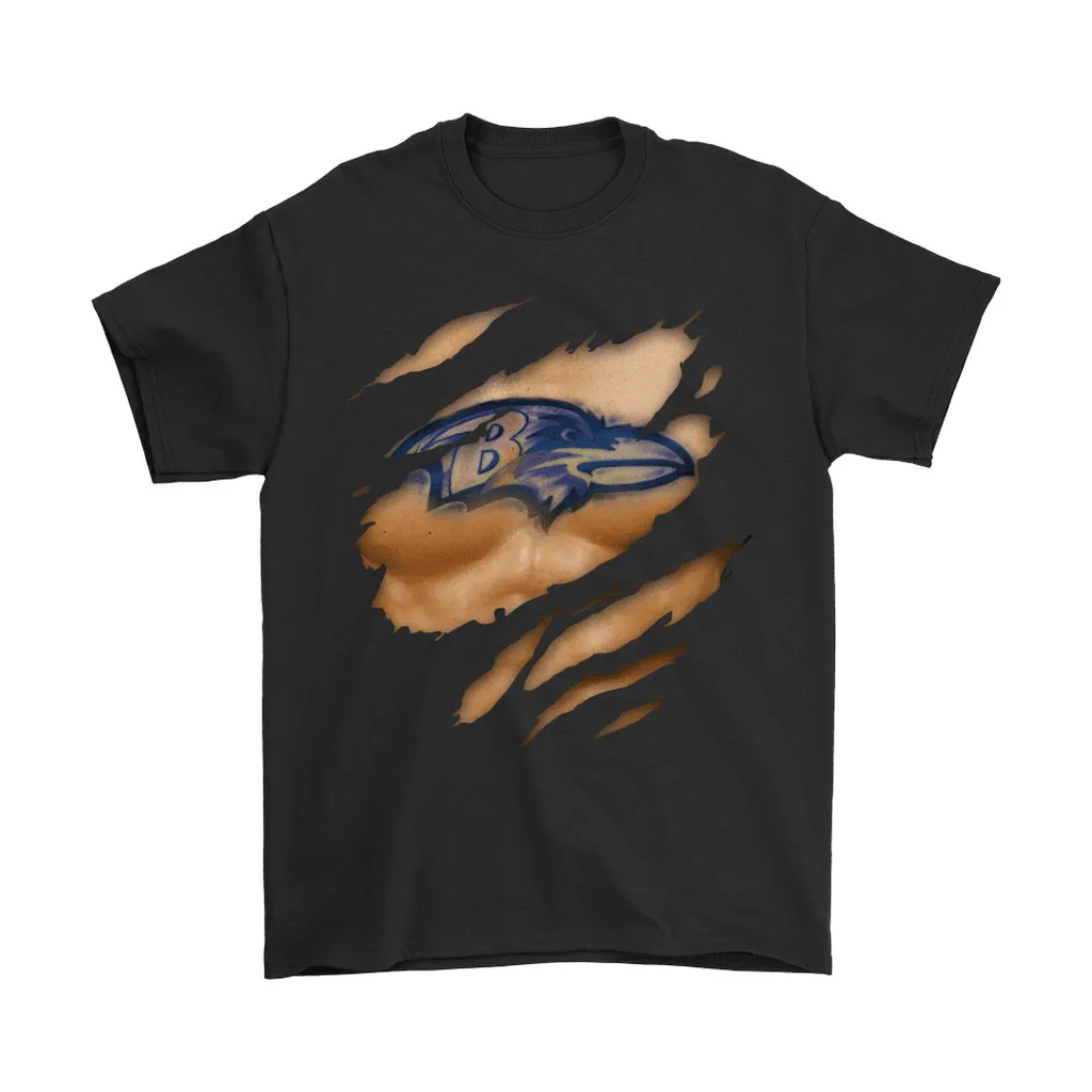 Nfl Football Logo 3d Art Chest Baltimore Ravens Tattoo Men Women T-shirt, Hoodie, Sweatshirt