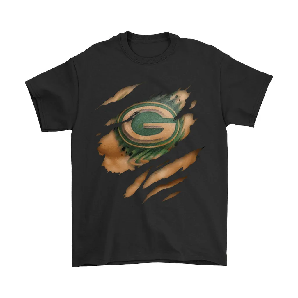 Nfl Football Logo 3d Art Chest Green Bay Packers Tattoo Men Women T-shirt, Hoodie, Sweatshirt