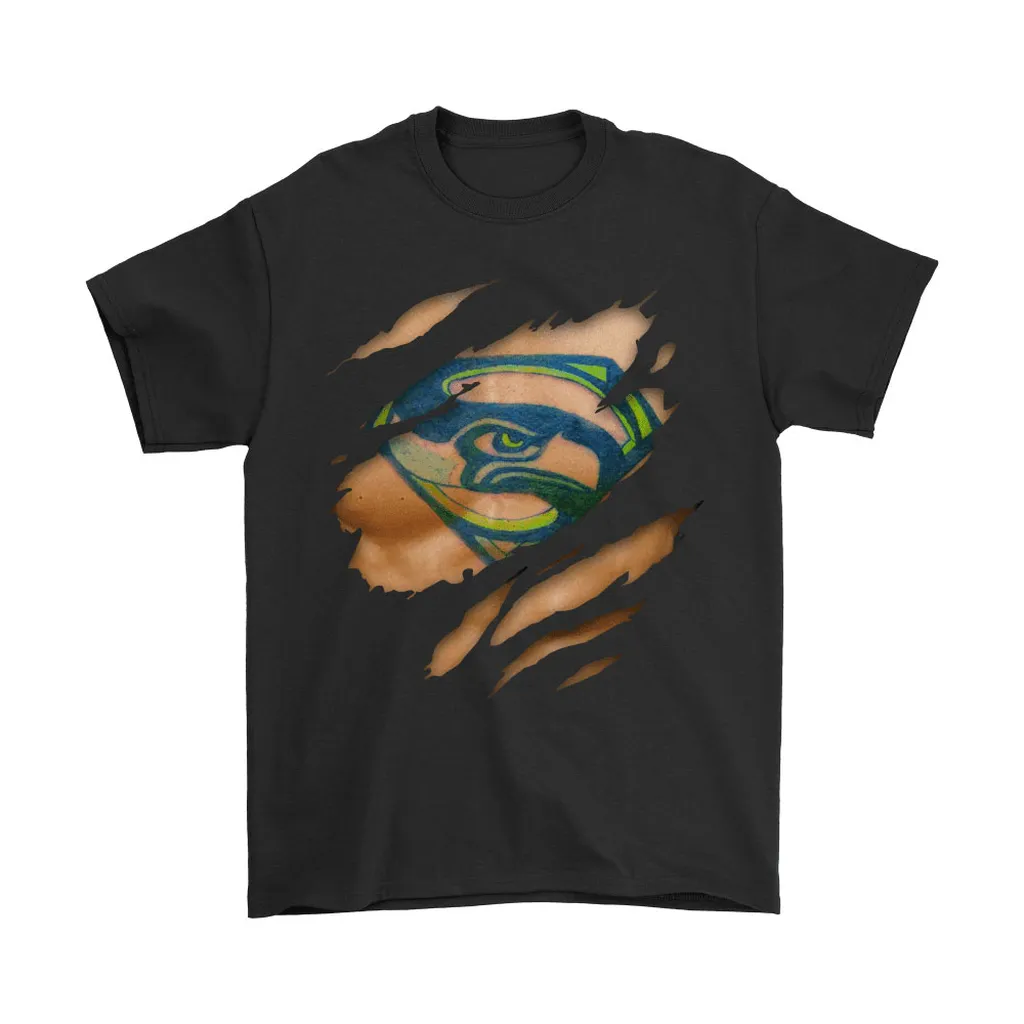 Nfl Football Logo 3d Art Chest Seattle Seahawks Tattoo Men Women T-shirt, Hoodie, Sweatshirt