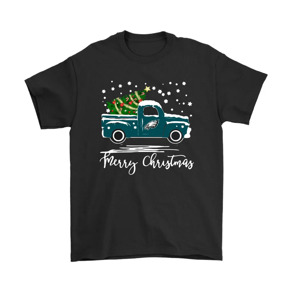 Philadelphia Eagles Car With Christmas Tree Merry Christmas Men Women T-shirt, Hoodie, Sweatshirt