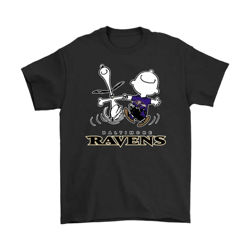 Snoopy And Charlie Brown Happy Baltimore Ravens Fans Men Women T-shirt, Hoodie, Sweatshirt