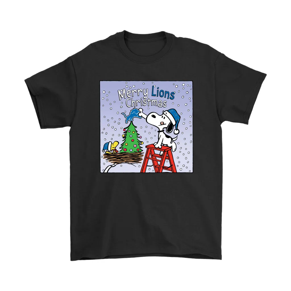 Snoopy And Woodstock Merry Detroit Lions Christmas Men Women T-shirt, Hoodie, Sweatshirt