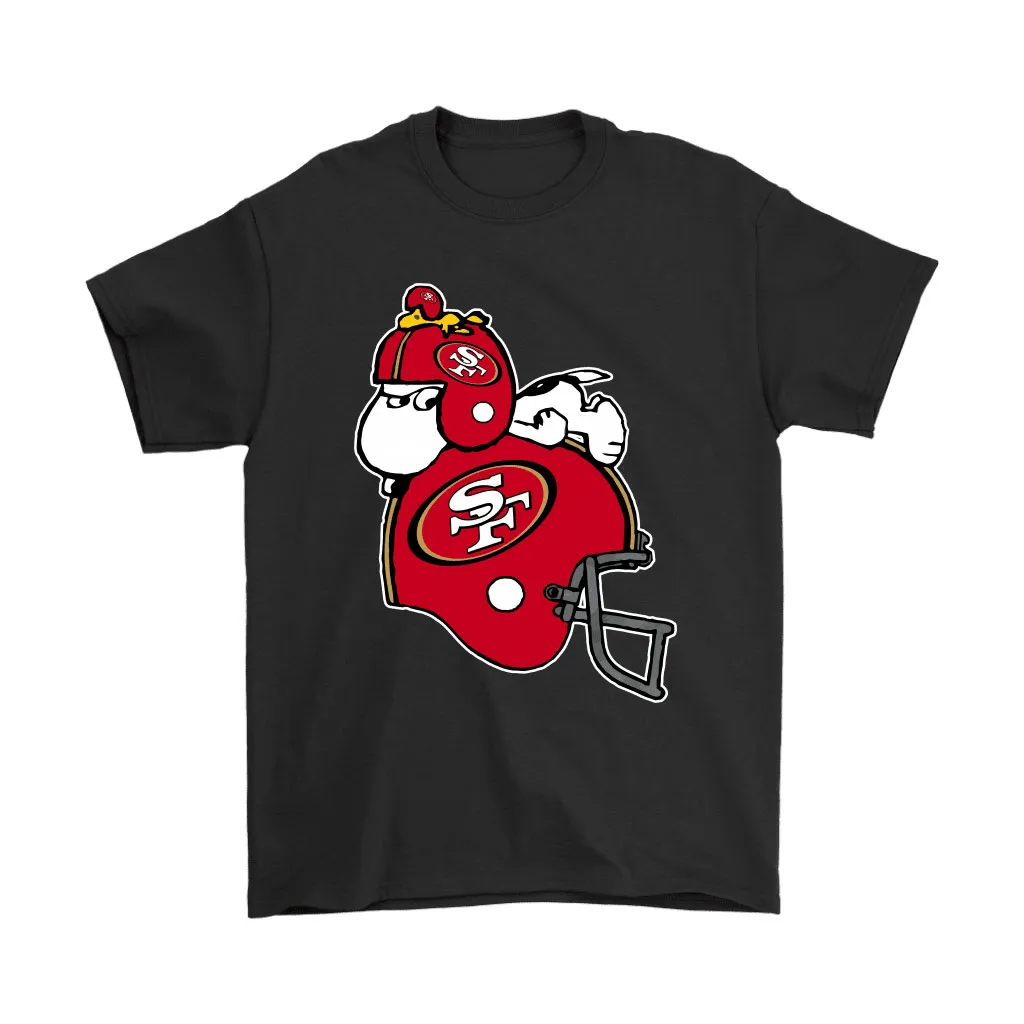 Snoopy And Woodstock Resting On San Francisco 49ers Helmet Men Women T-shirt, Hoodie, Sweatshirt