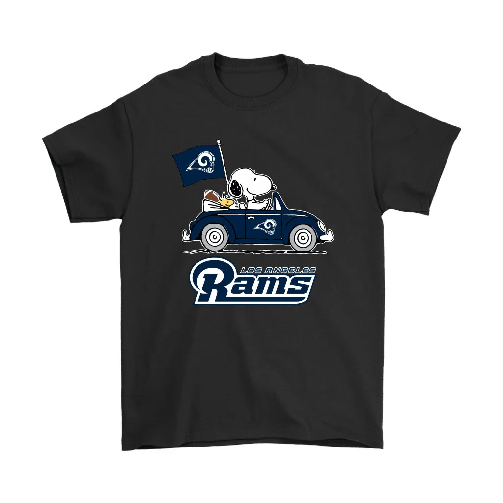 Snoopy And Woodstock Ride The Los Angeles Rams Car Nfl Men Women T-shirt, Hoodie, Sweatshirt