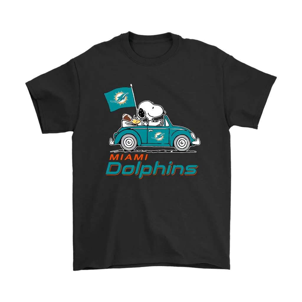 Snoopy And Woodstock Ride The Miami Dolphins Car Nfl Men Women T-shirt, Hoodie, Sweatshirt