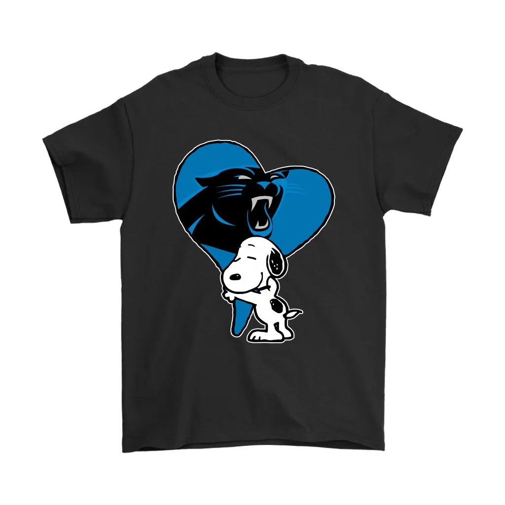 Snoopy Hugs The Carolina Panthers Heart Nfl Men Women T-shirt, Hoodie, Sweatshirt