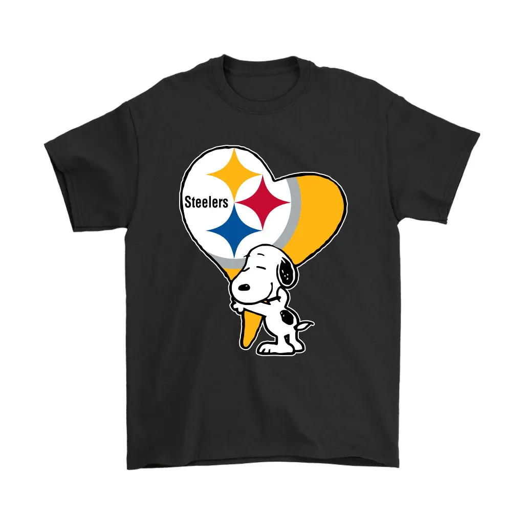 Snoopy Hugs The Pittsburgh Steelers Heart Nfl Men Women T-shirt, Hoodie, Sweatshirt