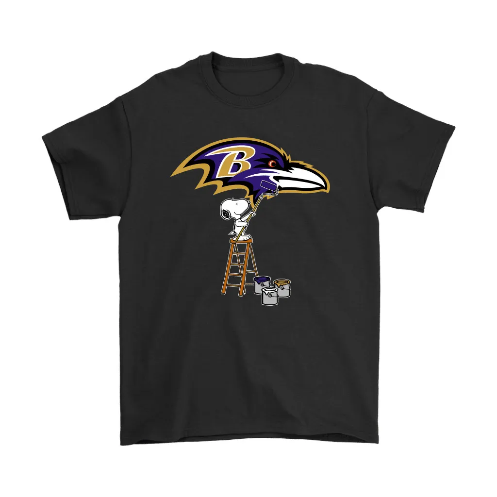 Snoopy Paints The Baltimore Ravens Logo Nfl Football Men Women T-shirt, Hoodie, Sweatshirt