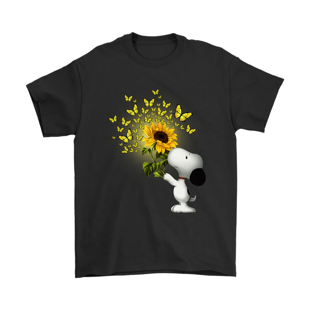 Snoopy With Sunflower And Butterflies Men Women T-shirt, Hoodie, Sweatshirt