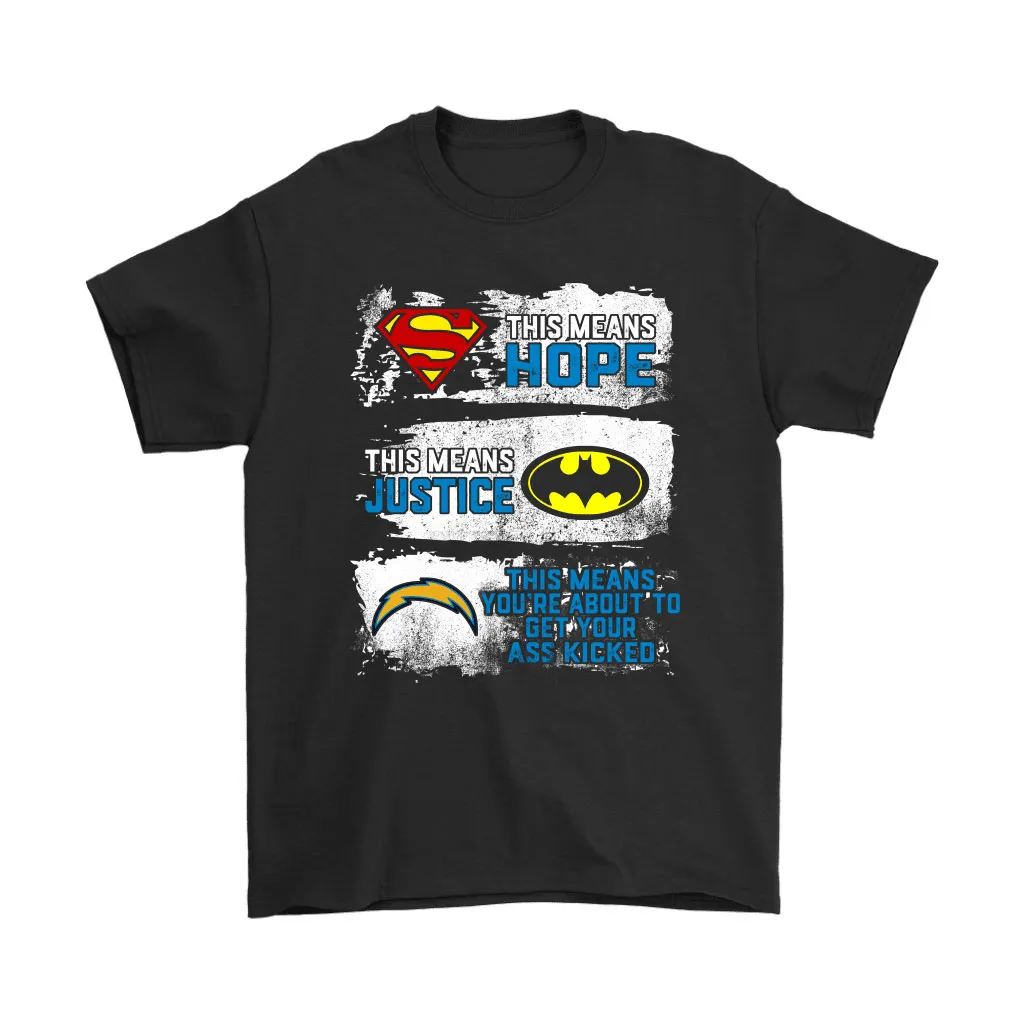 Superman Batman Los Angeles Chargers Mean Kick Your Ass Men Women T-shirt, Hoodie, Sweatshirt